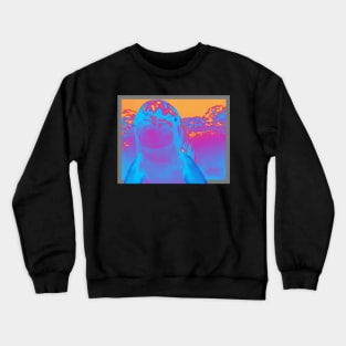 ART STICKERS OF OCEAN LIFE DOLFIN IN THE OCEANIC SURF Crewneck Sweatshirt